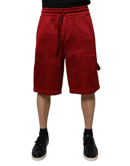 Dolce &amp; Gabbana Bordeauxkleurige Bermuda-shorts van viscose en nylon met middelhoge taille