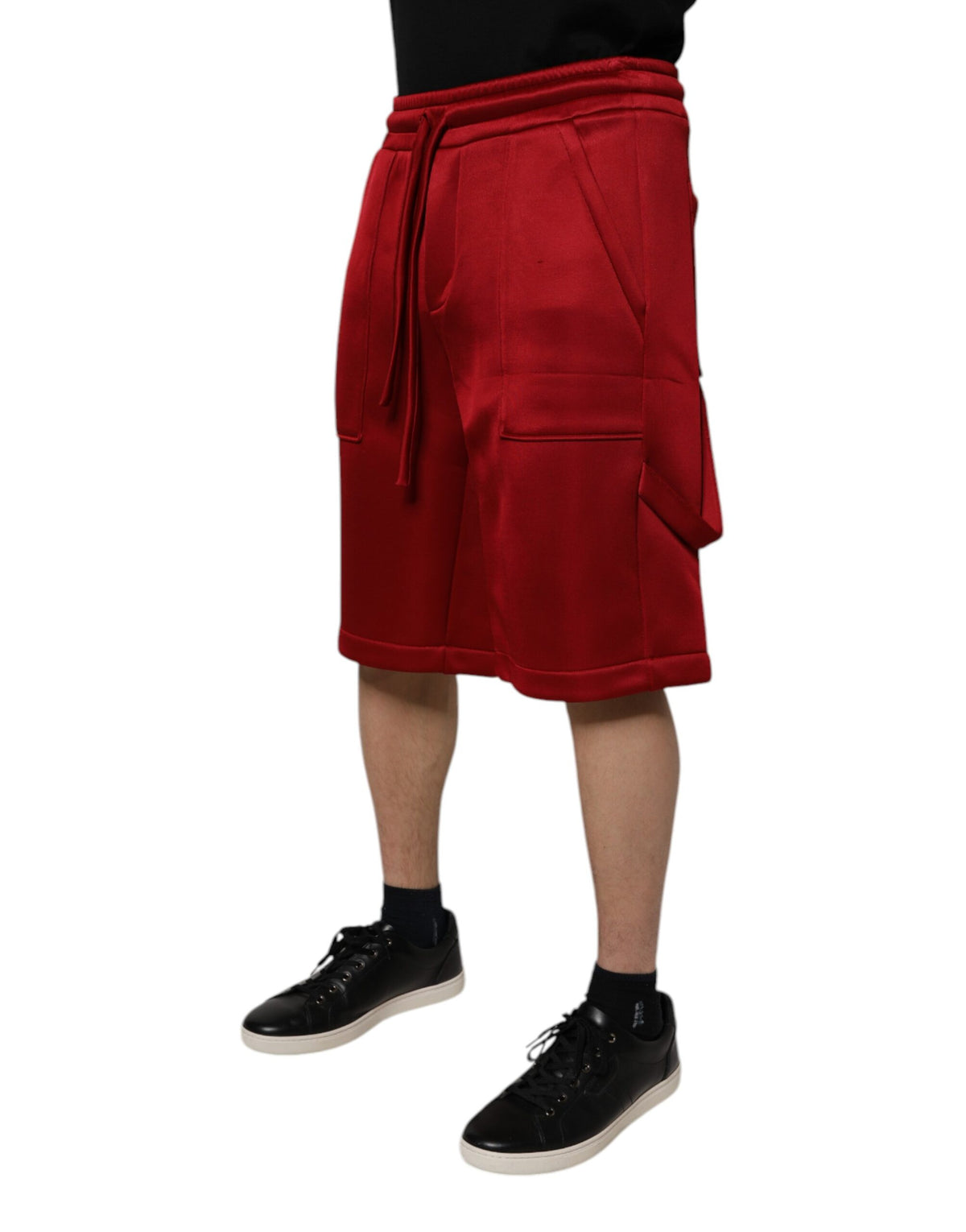 Shorts Bermuda taille mi-hauteur en nylon et viscose bordeaux de Dolce &amp; Gabbana