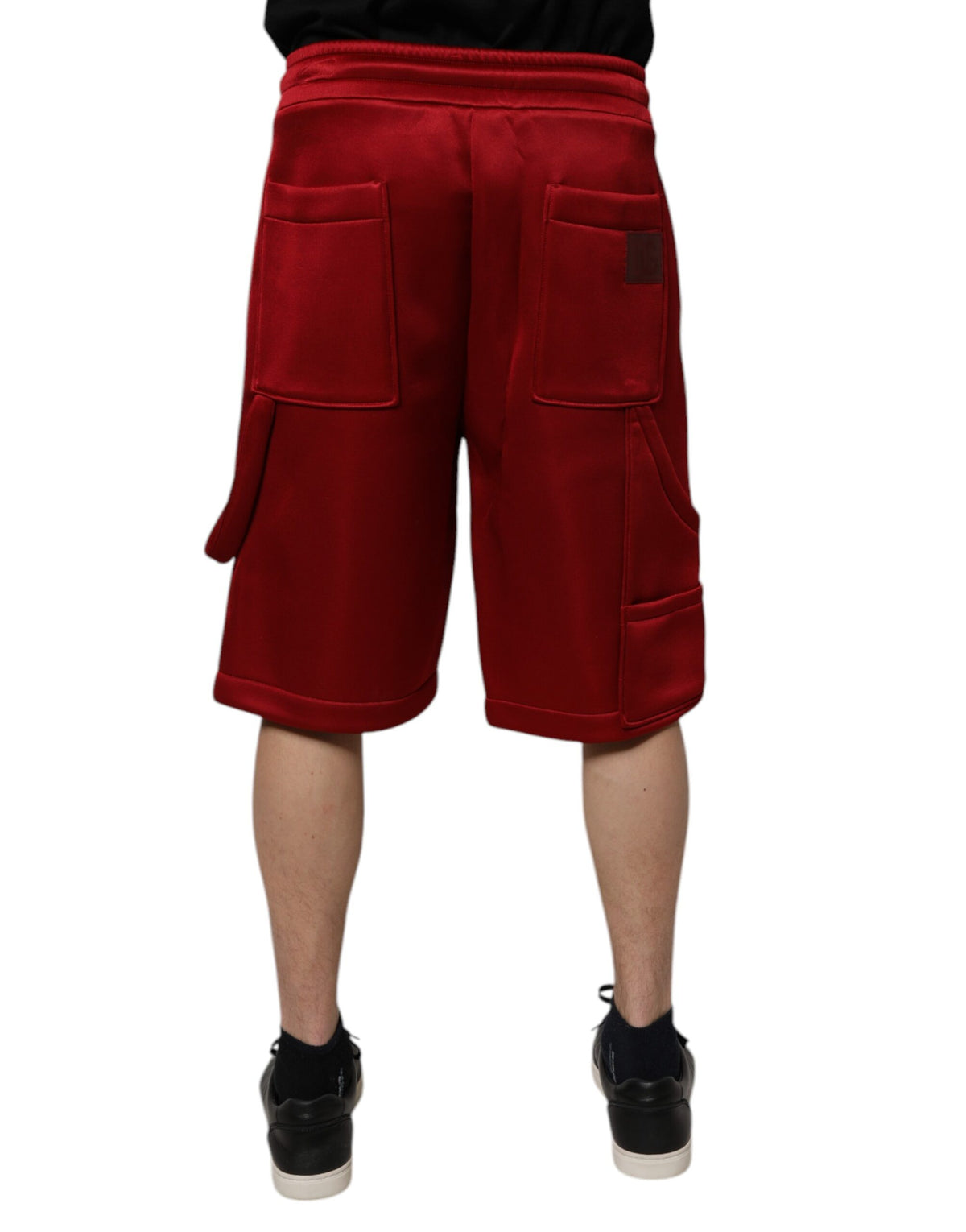 Shorts Bermuda taille mi-hauteur en nylon et viscose bordeaux de Dolce &amp; Gabbana