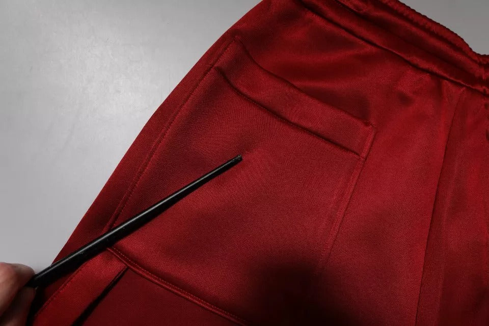 Shorts Bermuda taille mi-hauteur en nylon et viscose bordeaux de Dolce &amp; Gabbana
