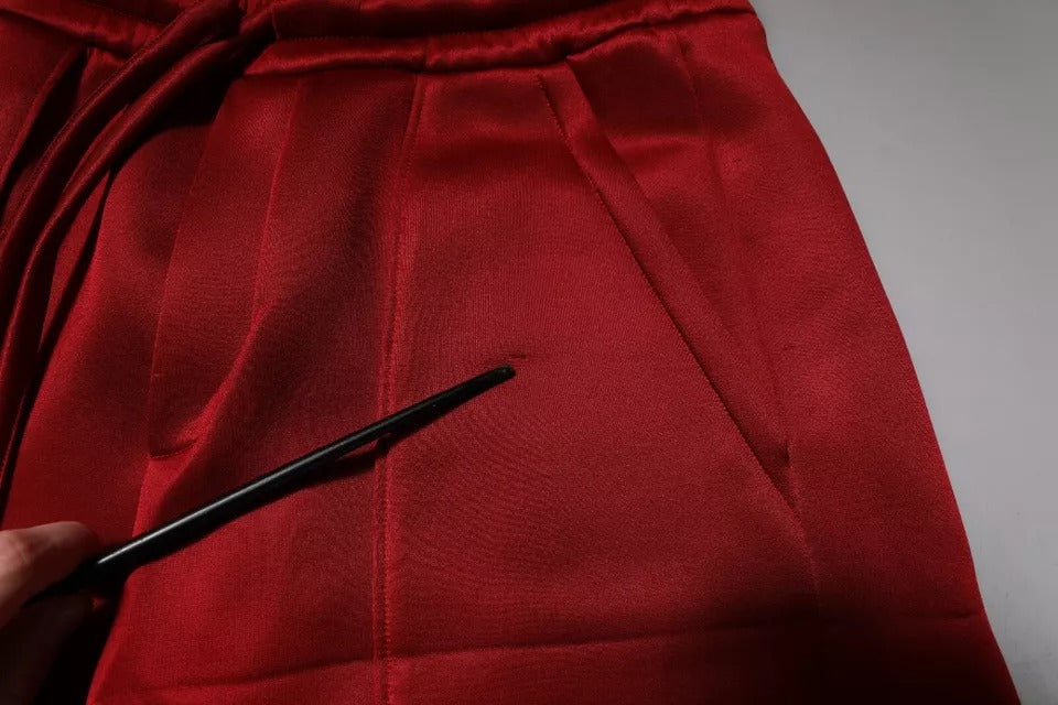 Shorts Bermuda taille mi-hauteur en nylon et viscose bordeaux de Dolce &amp; Gabbana
