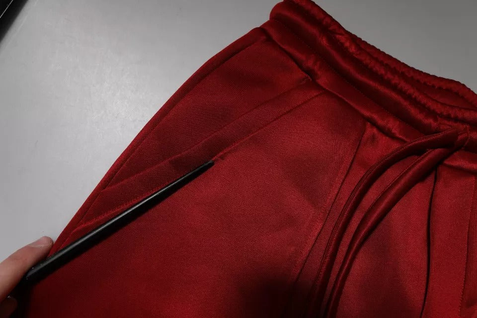 Shorts Bermuda taille mi-hauteur en nylon et viscose bordeaux de Dolce &amp; Gabbana