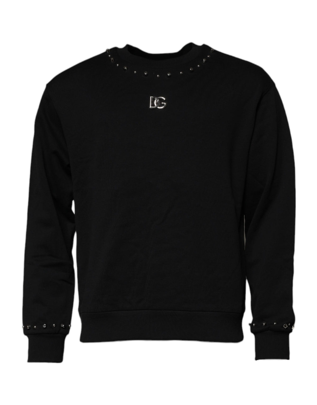 Sweat à capuche en coton noir avec logo et rivets de Dolce &amp; Gabbana