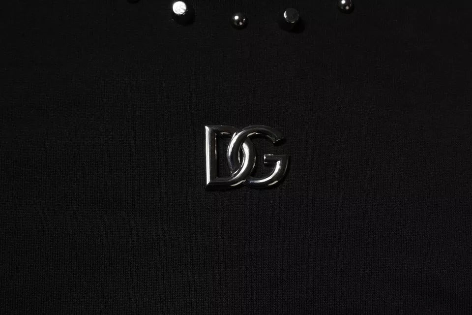 Sweat à capuche en coton noir avec logo et rivets de Dolce &amp; Gabbana