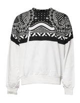 Sweat-shirt en coton blanc et noir imprimé Dolce &amp; Gabbana