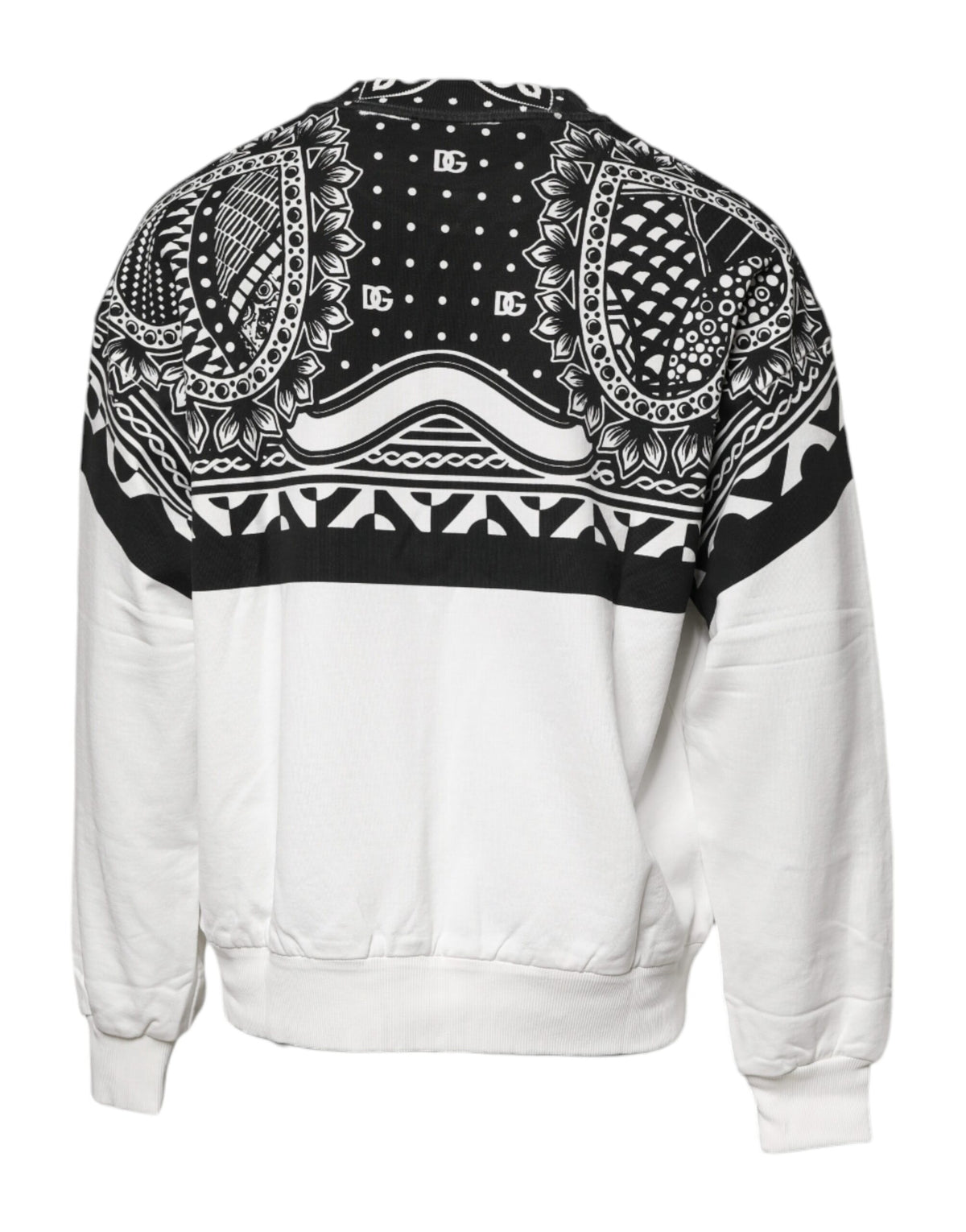 Sweat-shirt en coton blanc et noir imprimé Dolce &amp; Gabbana
