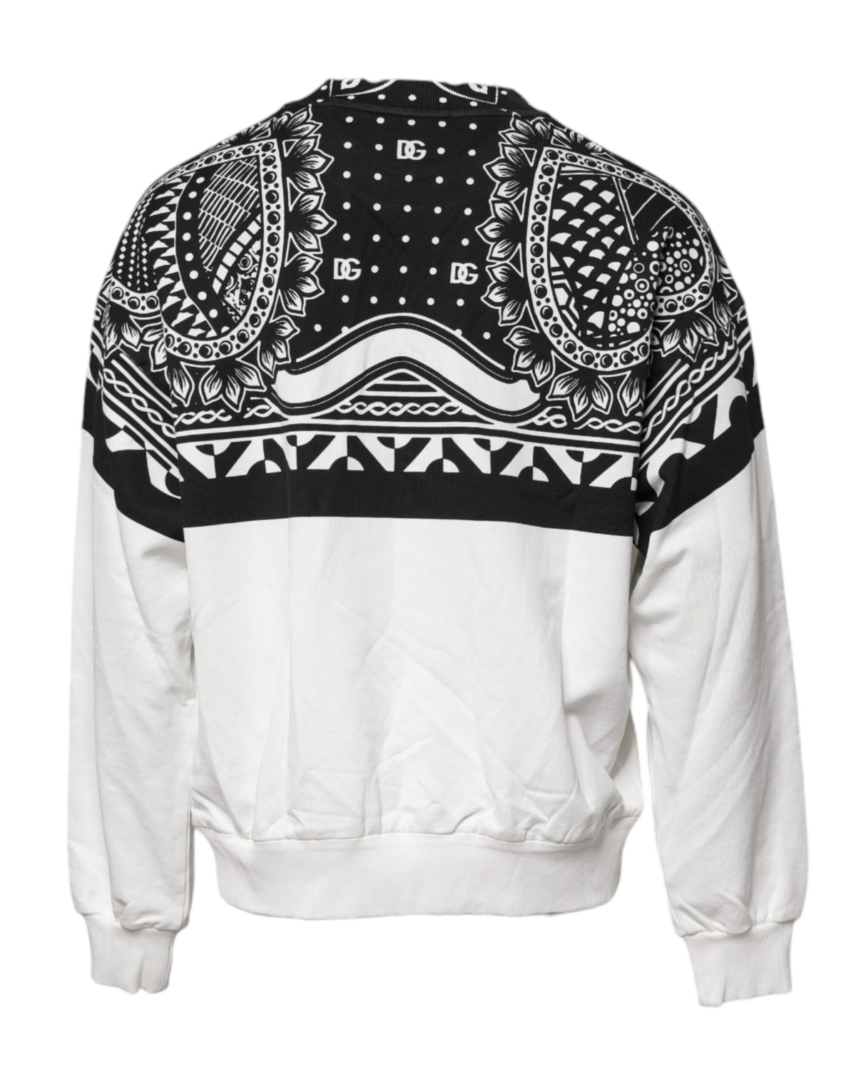 Sweat-shirt en coton blanc et noir à imprimé Dolce &amp; Gabbana
