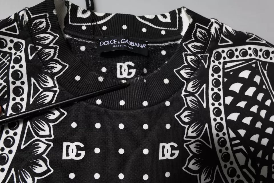 Sweat-shirt en coton blanc et noir à imprimé Dolce &amp; Gabbana