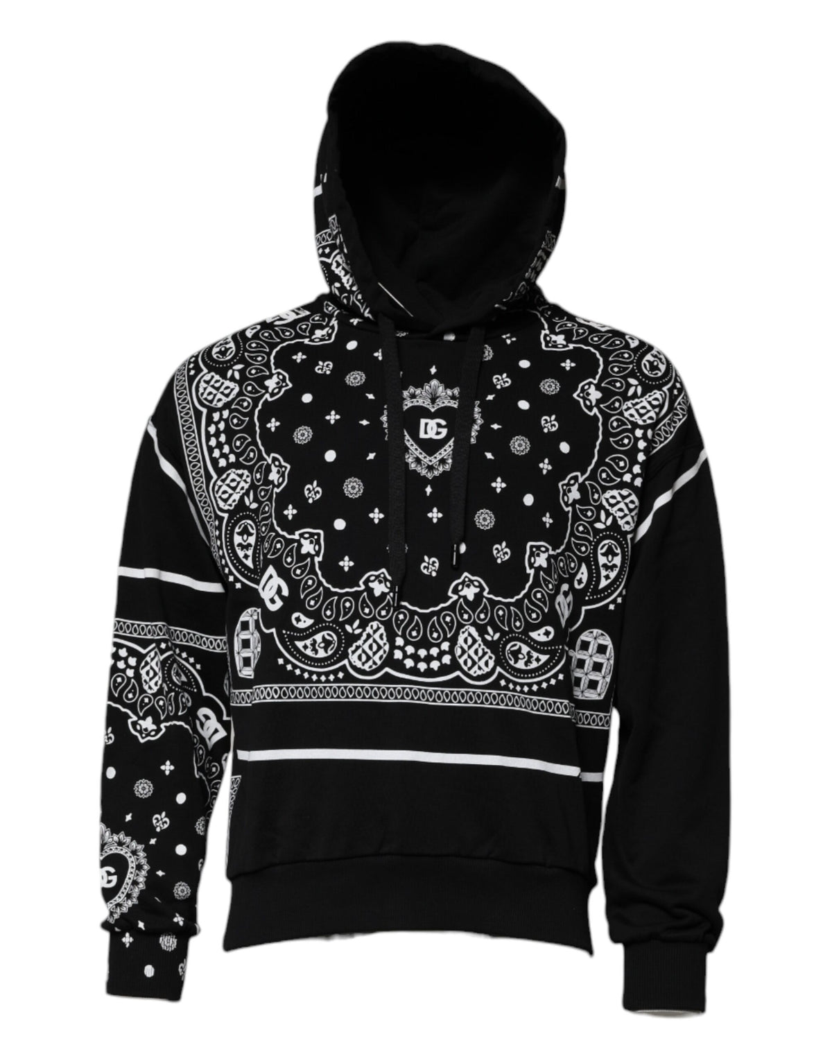 Sweat à capuche homme noir à motif bandana Dolce &amp; Gabbana