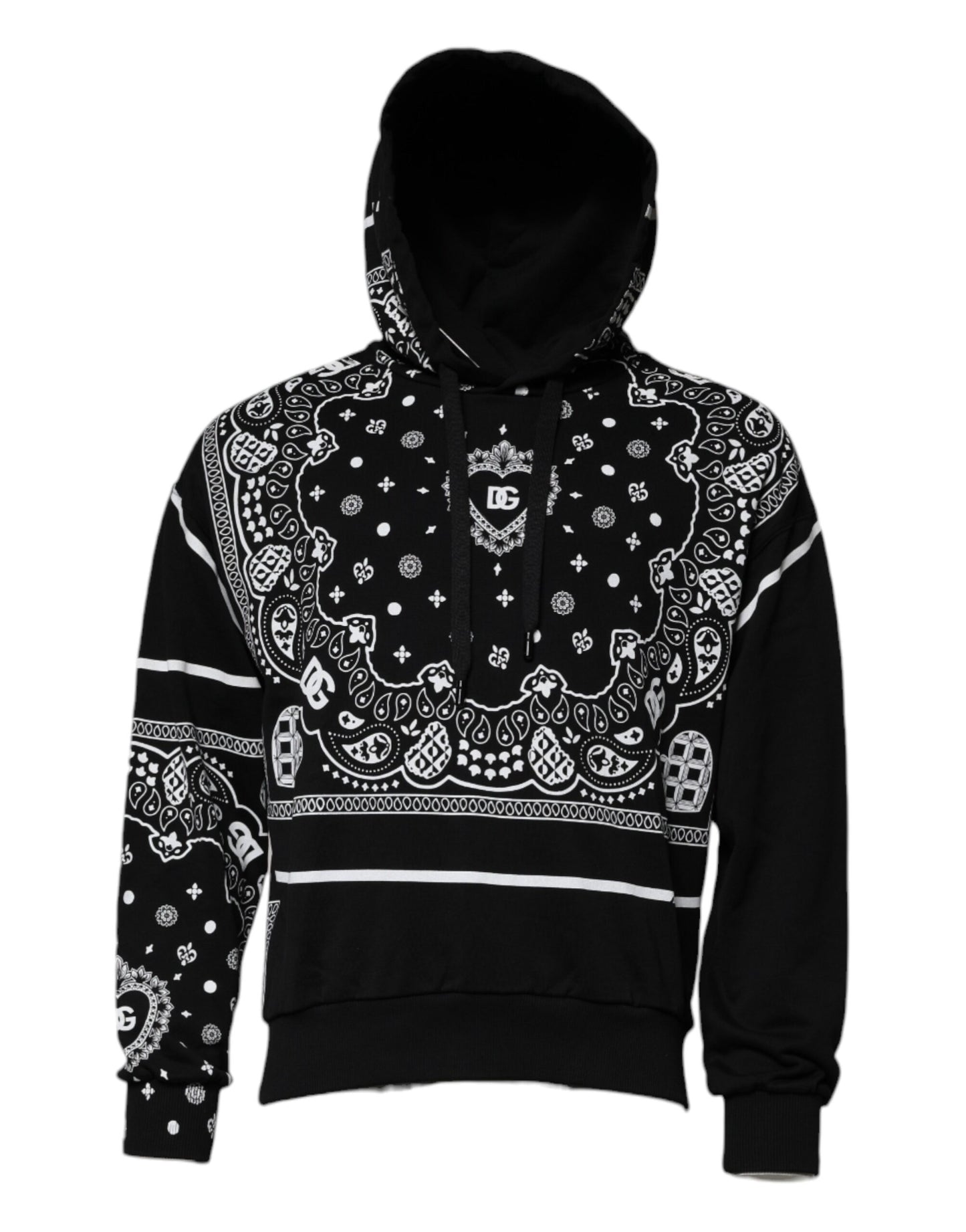 Sweat à capuche homme noir à motif bandana Dolce &amp; Gabbana