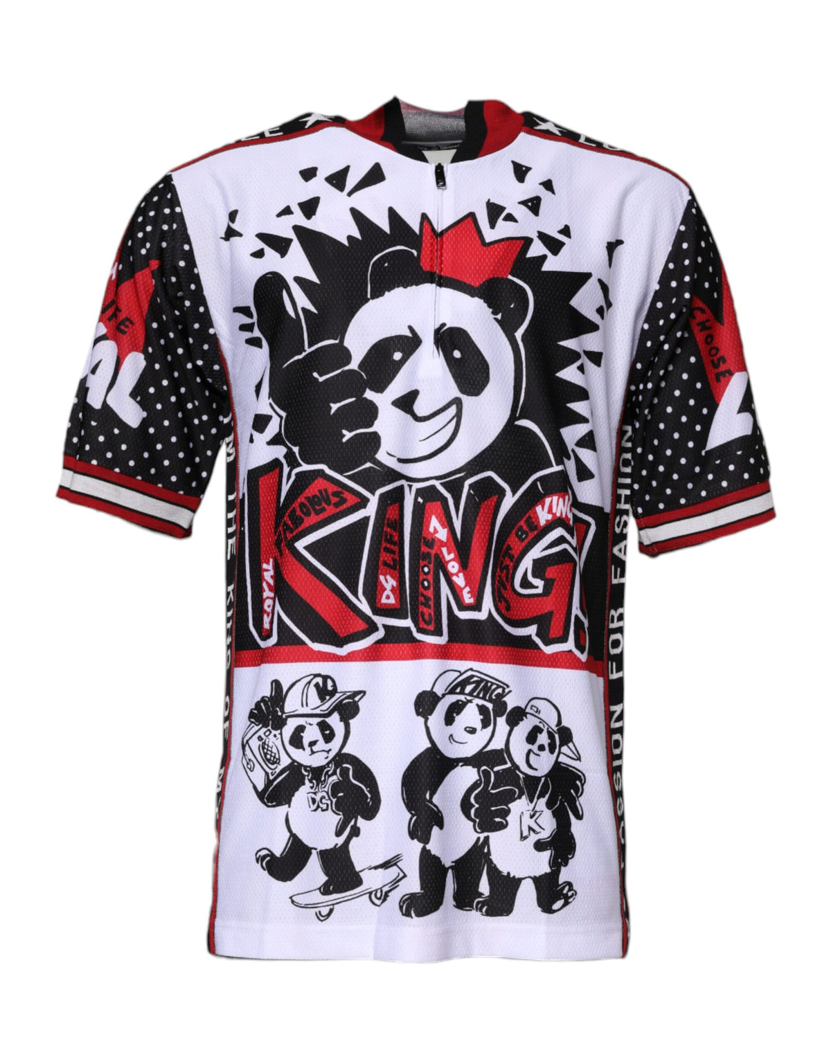 T-shirt à col zippé Dolce &amp; Gabbana multicolore à imprimé panda roi
