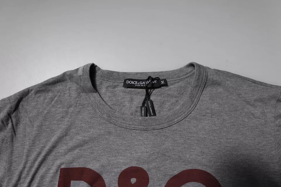 T-shirt homme Dolce &amp; Gabbana en coton à col rond avec imprimé du logo gris.