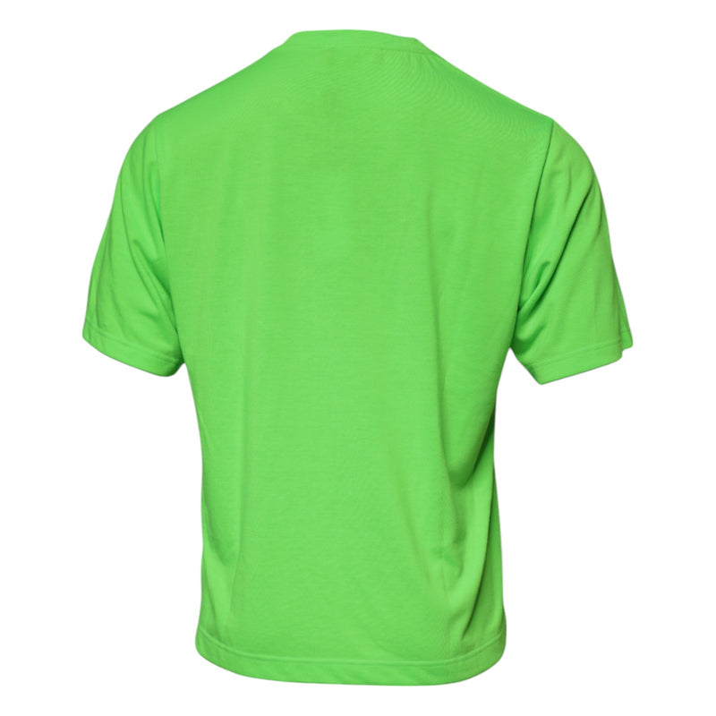 T-shirt à col rond en polyester vert avec logo Dolce &amp; Gabbana
