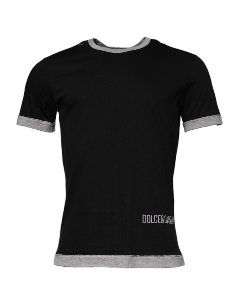 Dolce &amp; Gabbana zwart logo katoenen crewneck heren T-shirt