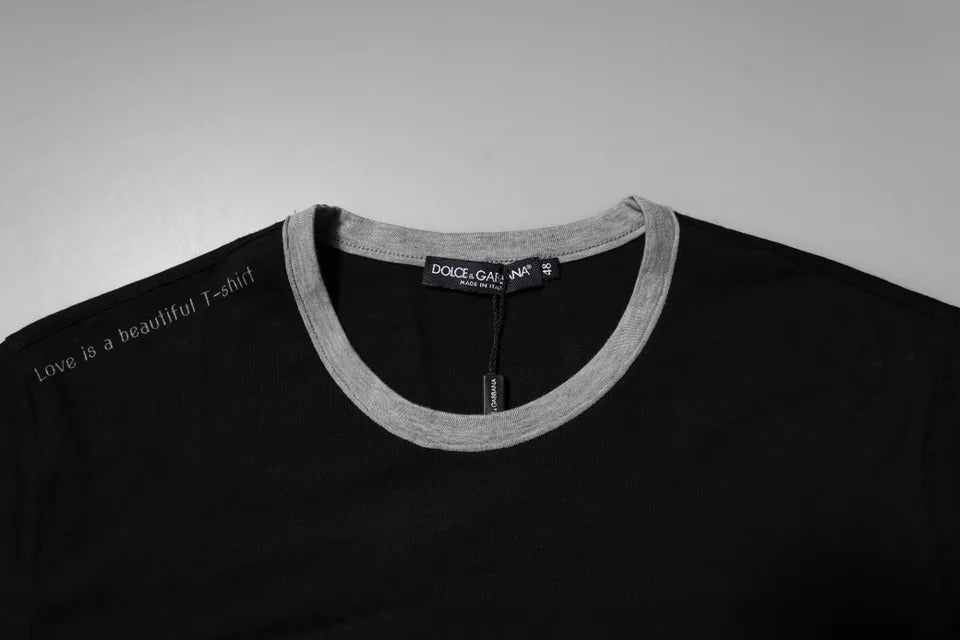T-shirt homme en coton à col rond noir avec logo Dolce &amp; Gabbana