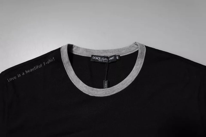 Dolce &amp; Gabbana zwart logo katoenen crewneck heren T-shirt