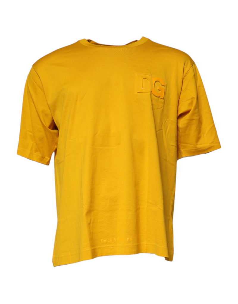Dolce &amp; Gabbana T-shirt voor heren met ronde hals, van katoen, in donkergeel met logo.