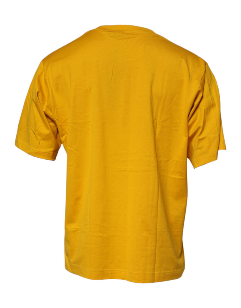 Dolce &amp; Gabbana T-shirt voor heren met ronde hals, van katoen, in donkergeel met logo.