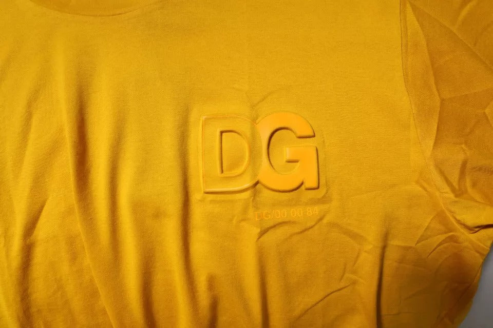T-shirt à col rond en coton pour homme Dolce &amp; Gabbana, jaune moutarde, avec logo.