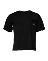 T-shirt en coton à col rond noir avec patch logo Dolce &amp; Gabbana