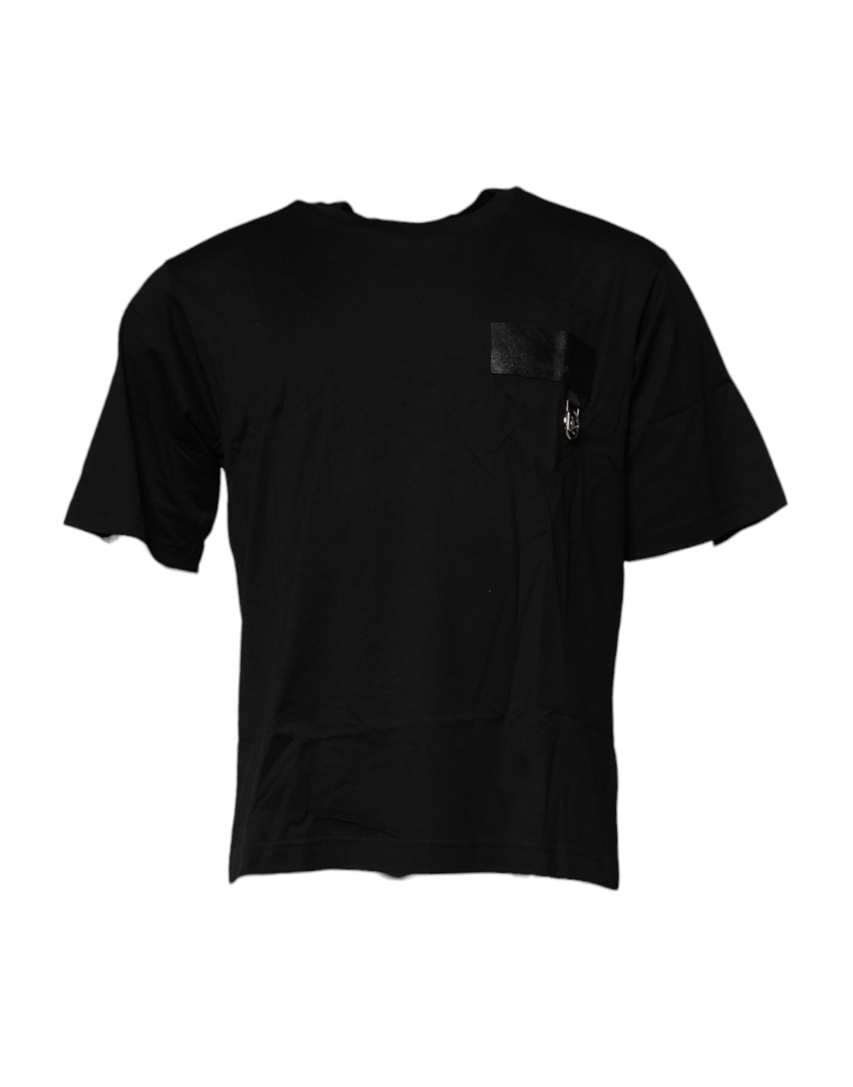 T-shirt en coton à col rond noir avec patch logo Dolce &amp; Gabbana