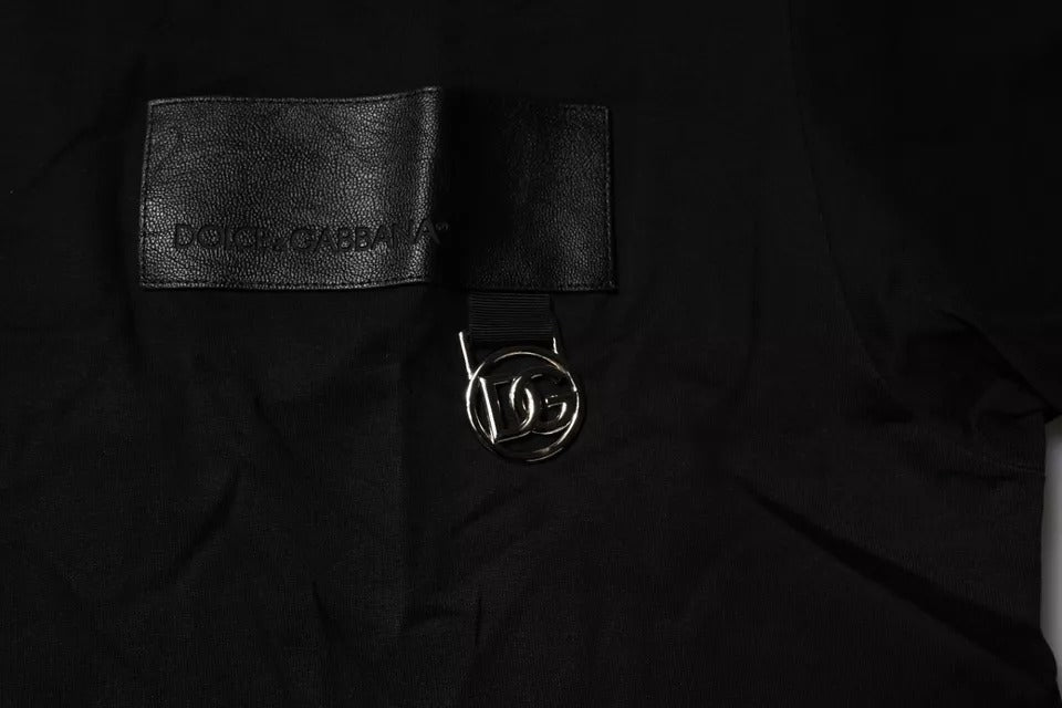 T-shirt en coton à col rond noir avec patch logo Dolce &amp; Gabbana