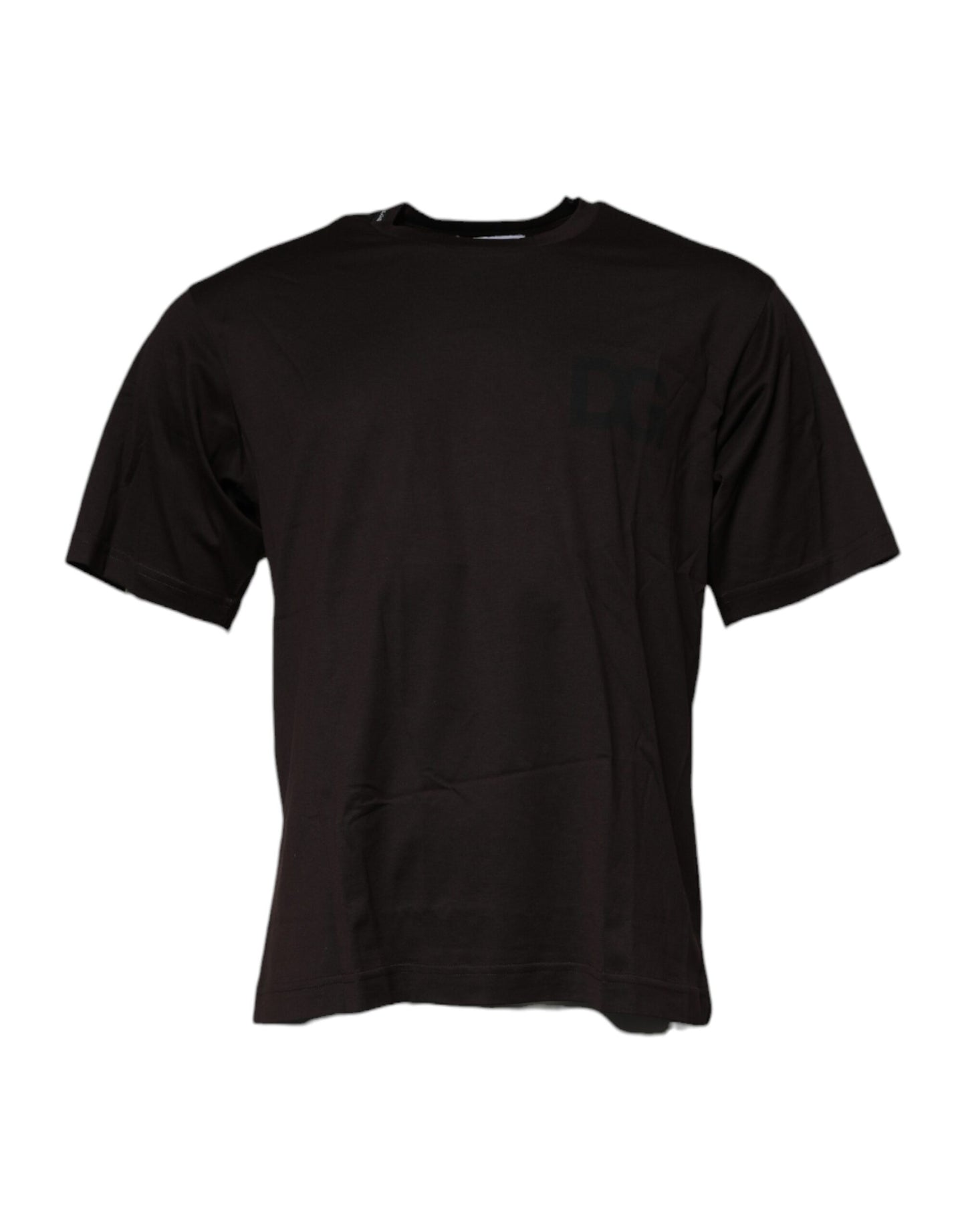 T-shirt en coton à col rond avec logo brun foncé de Dolce &amp; Gabbana