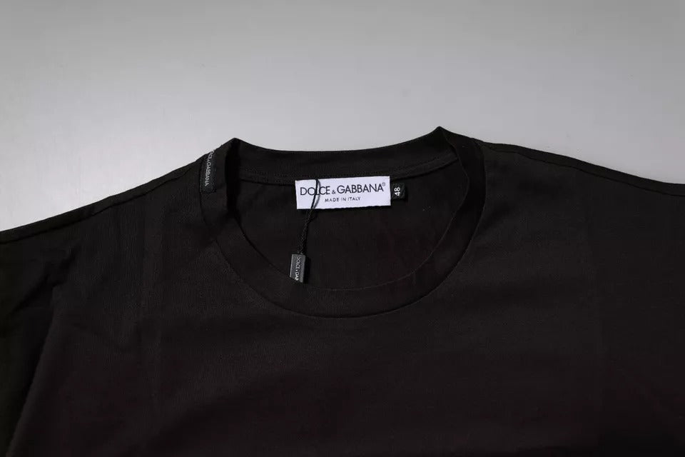 T-shirt en coton à col rond avec logo brun foncé de Dolce &amp; Gabbana