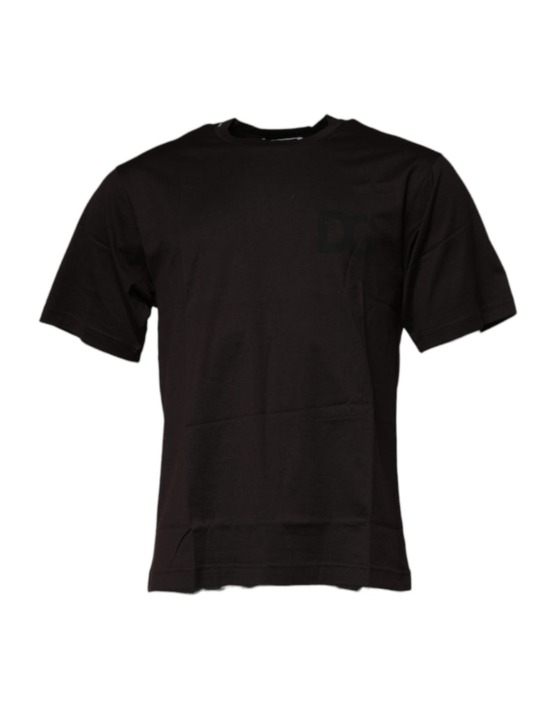 Dolce &amp; Gabbana T-shirt met ronde hals van katoen in donkerbruin met logo