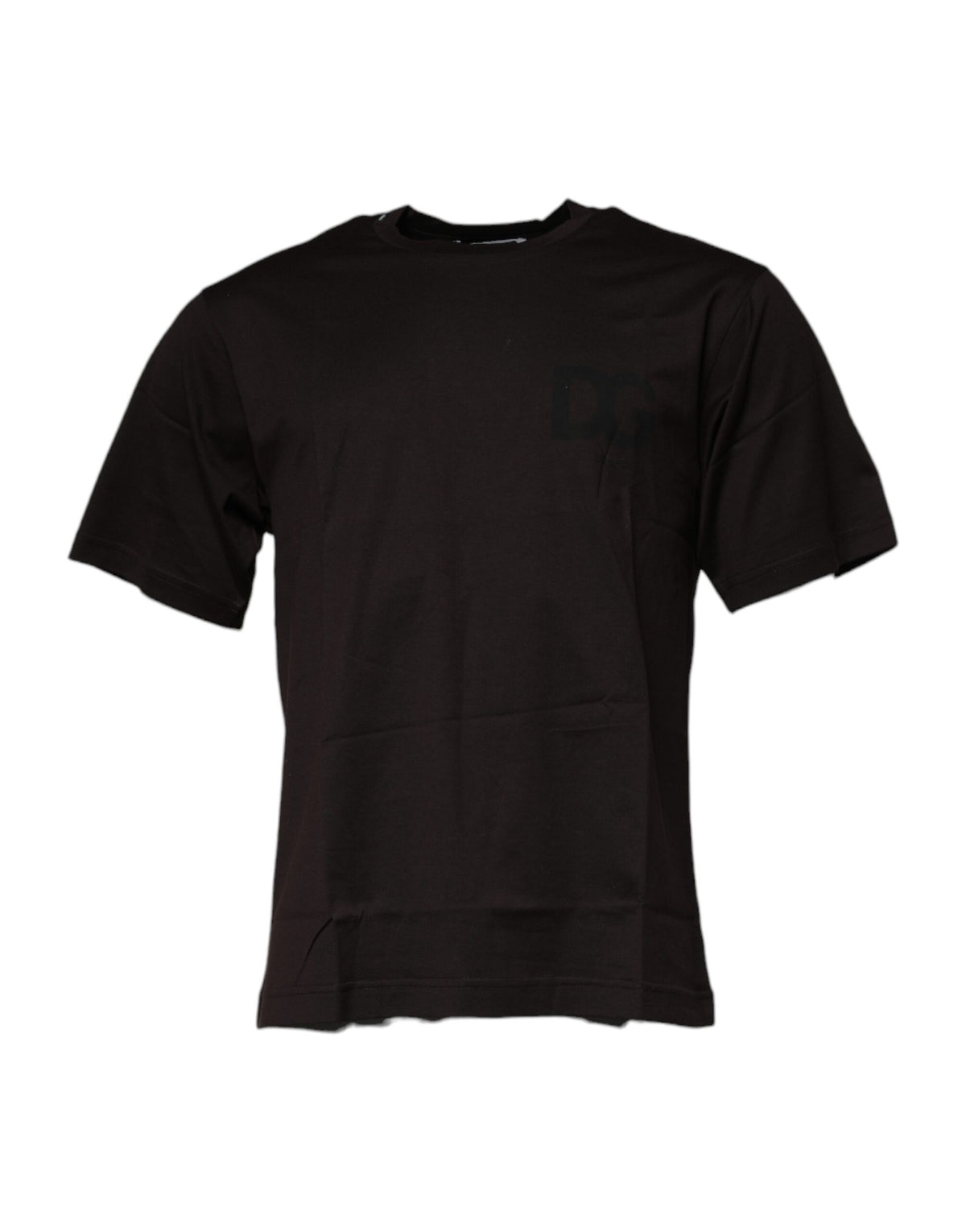 T-shirt en coton à col rond avec logo brun foncé de Dolce &amp; Gabbana