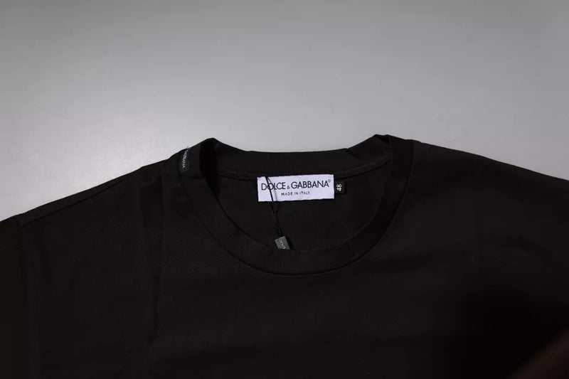 Dolce &amp; Gabbana T-shirt met ronde hals van katoen in donkerbruin met logo