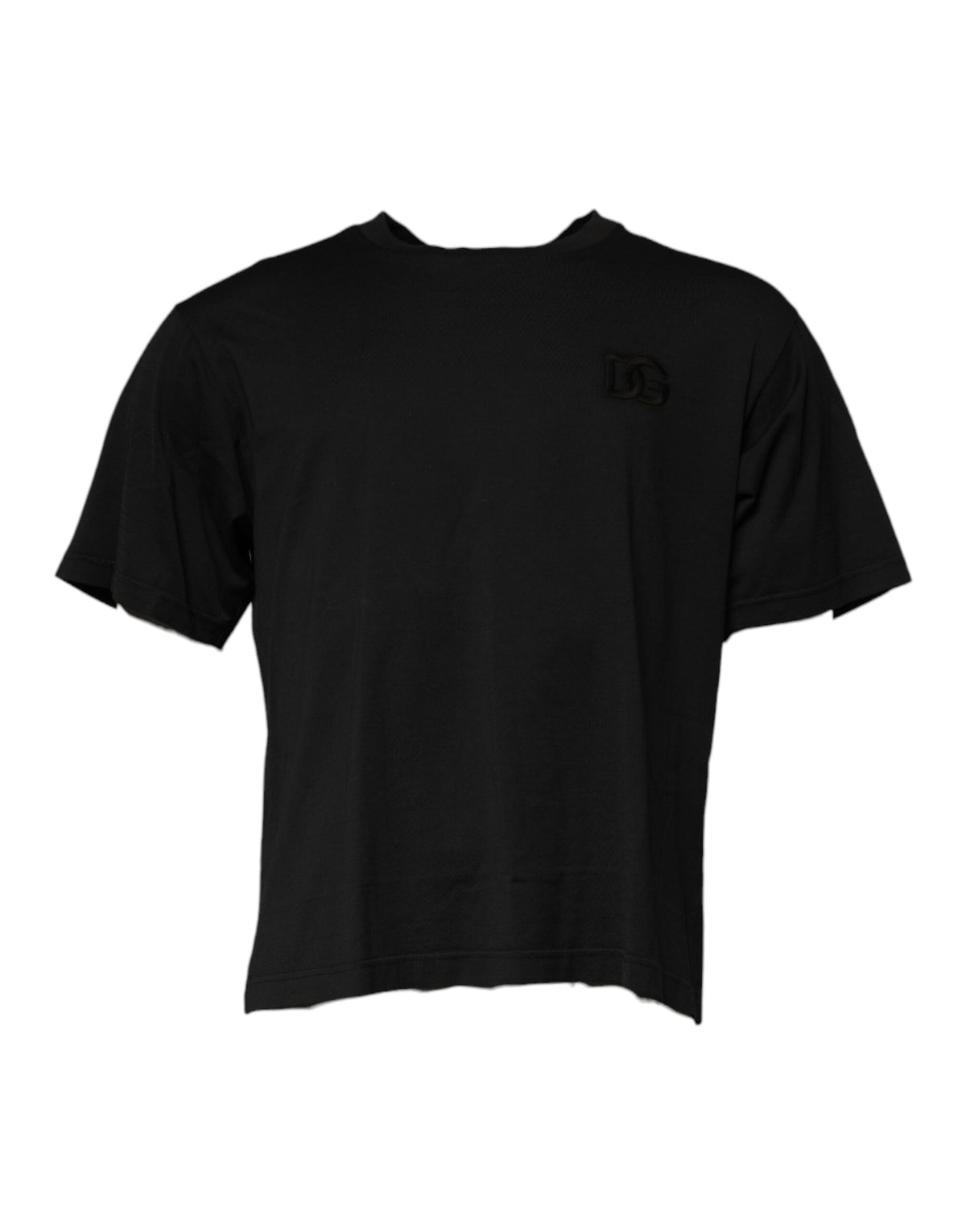 T-shirt à col rond en coton noir avec logo DG de Dolce &amp; Gabbana