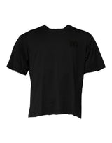 T-shirt à col rond en coton noir avec logo DG de Dolce &amp; Gabbana