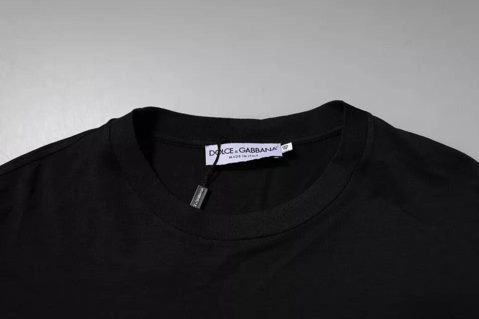 T-shirt à col rond en coton noir avec logo DG de Dolce &amp; Gabbana