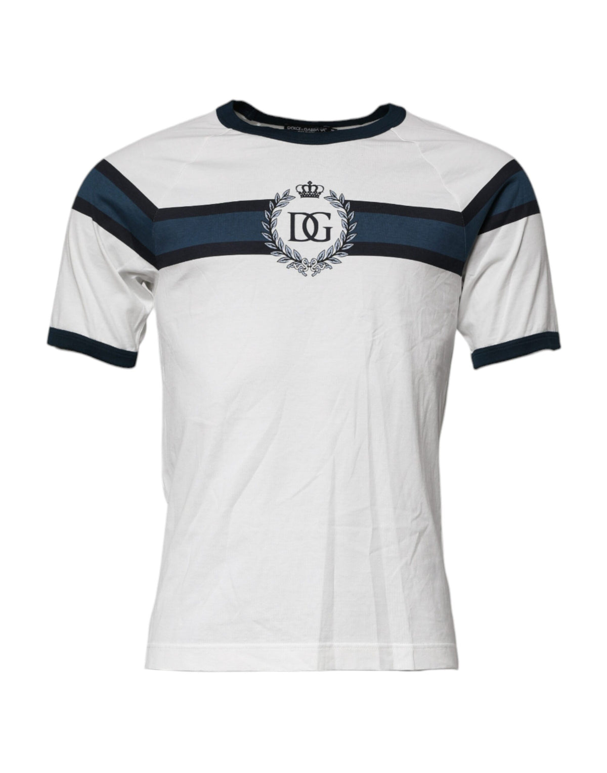 T-shirt homme à col rond en coton avec imprimé du logo blanc de Dolce &amp; Gabbana