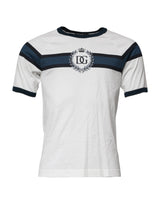 T-shirt homme à col rond en coton avec imprimé du logo blanc de Dolce &amp; Gabbana