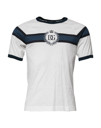 T-shirt homme à col rond en coton avec imprimé du logo blanc de Dolce &amp; Gabbana