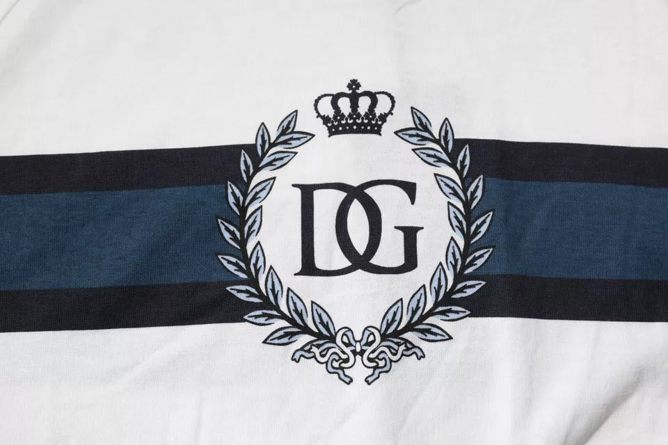T-shirt homme à col rond en coton avec imprimé du logo blanc de Dolce &amp; Gabbana