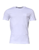 T-shirt en coton à col rond avec plaque logo blanche de Dolce &amp; Gabbana