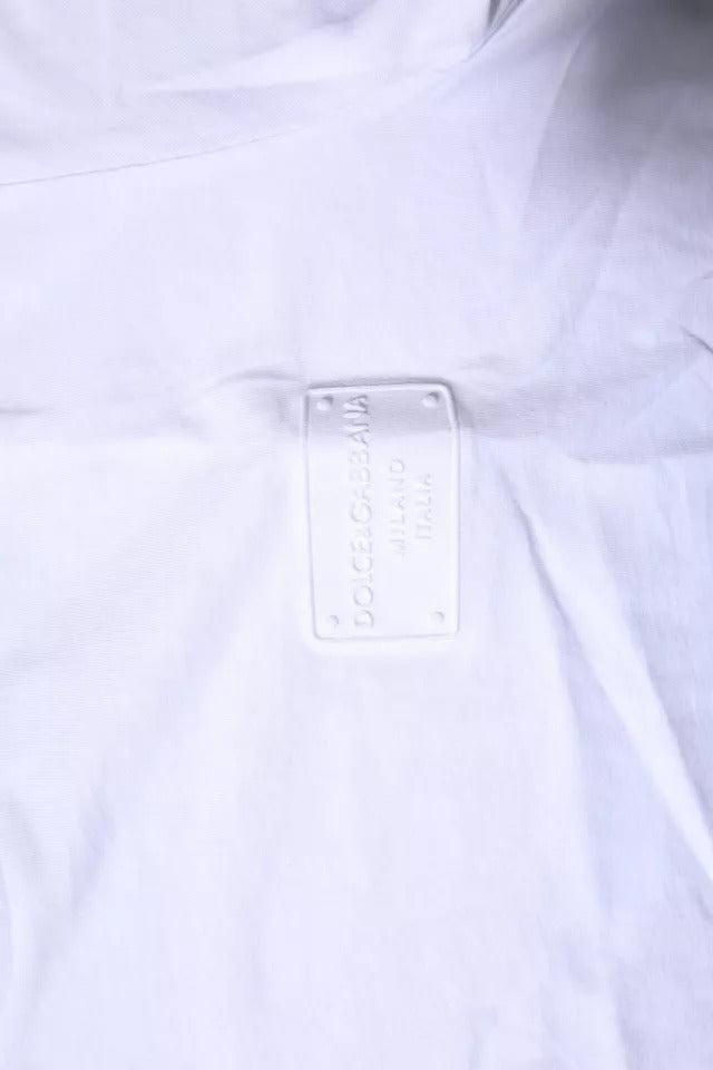 T-shirt en coton à col rond avec plaque logo blanche de Dolce &amp; Gabbana