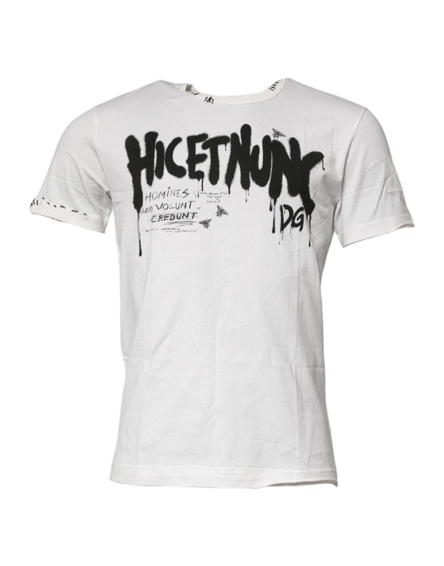 T-shirt en coton à col rond blanc avec imprimé graphique de Dolce &amp; Gabbana