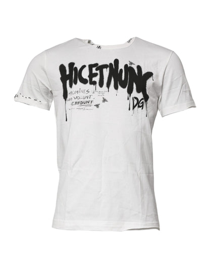 T-shirt en coton à col rond blanc avec imprimé graphique de Dolce &amp; Gabbana
