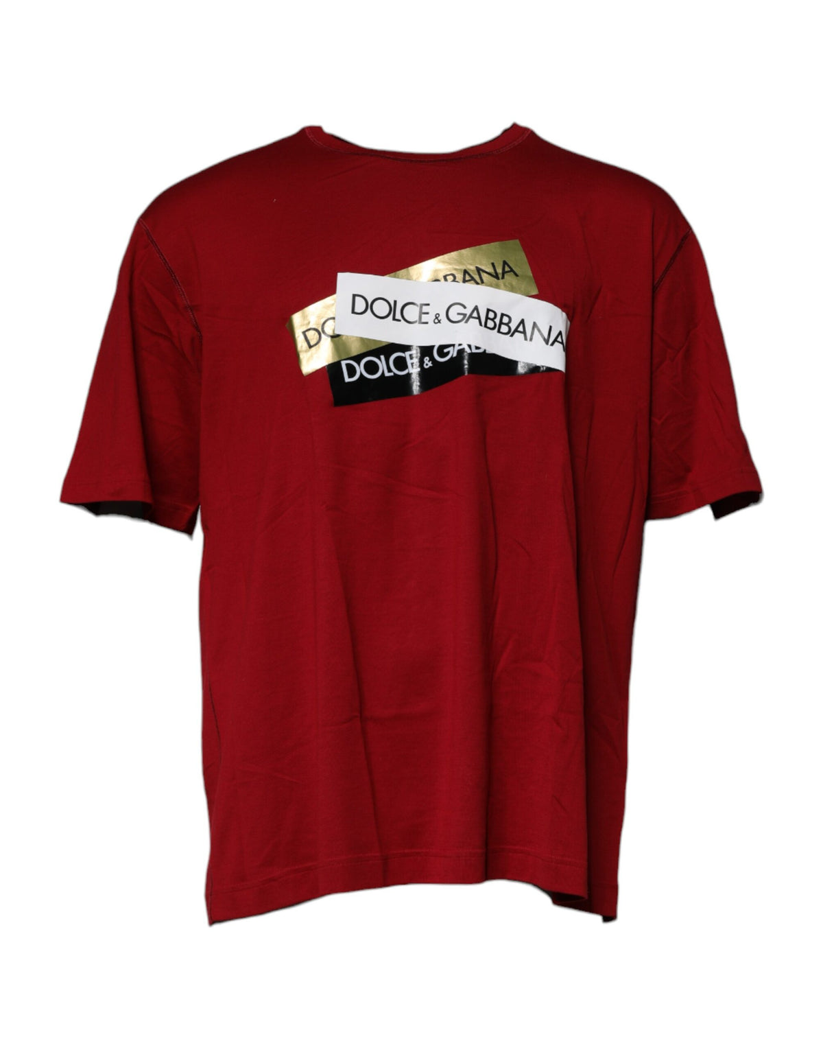 T-shirt en coton à col rond avec logo et ruban rouge de Dolce &amp; Gabbana