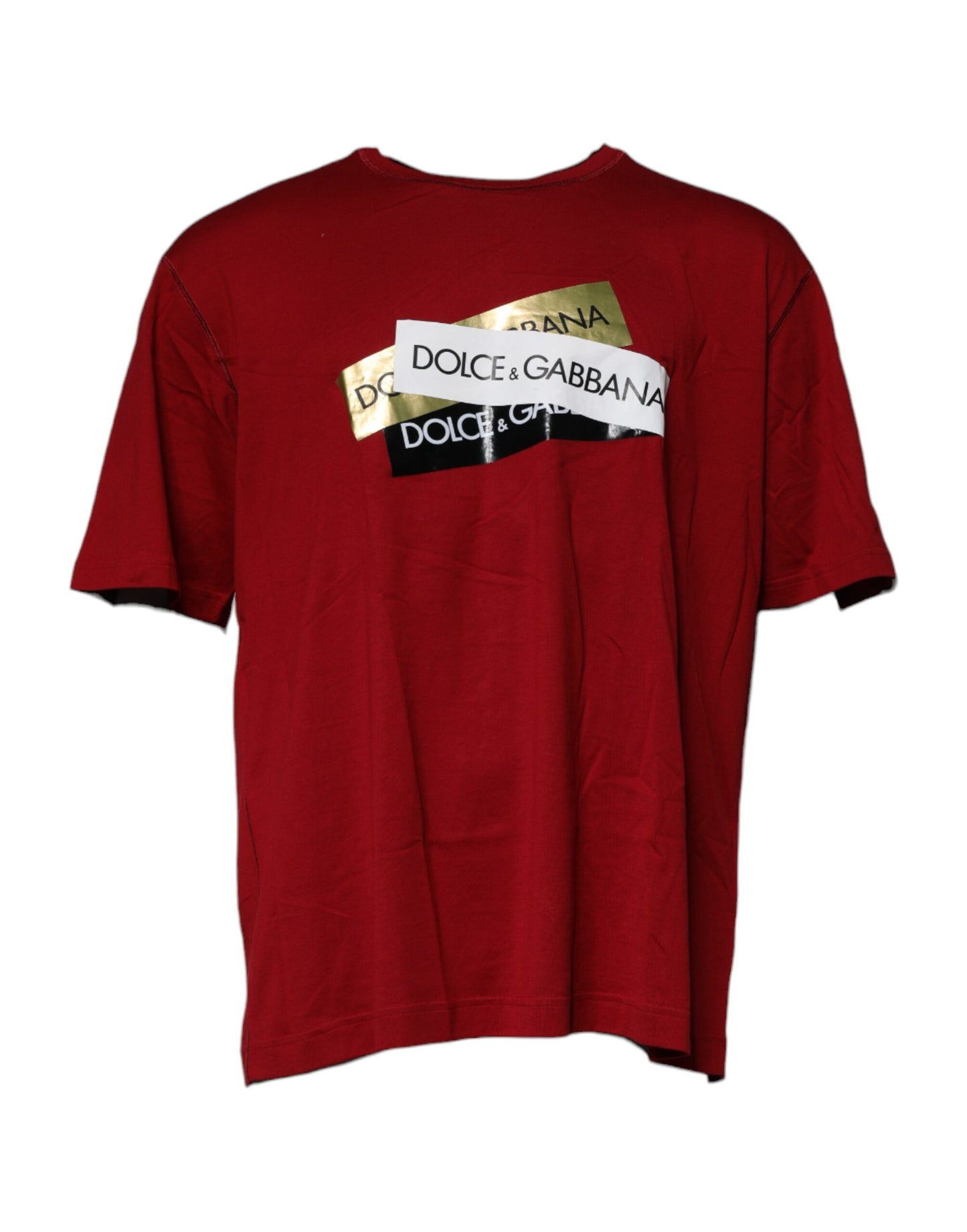 T-shirt en coton à col rond avec logo et ruban rouge de Dolce &amp; Gabbana