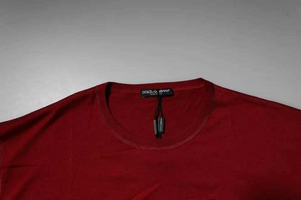 T-shirt en coton à col rond avec logo et ruban rouge de Dolce &amp; Gabbana