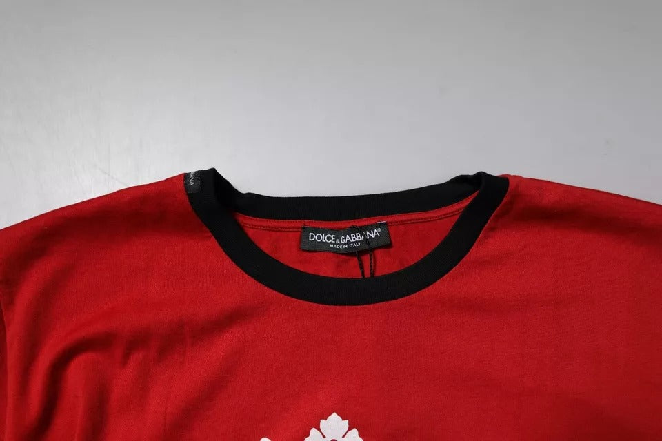 T-shirt en coton à col rond avec logo couronne rouge de Dolce &amp; Gabbana