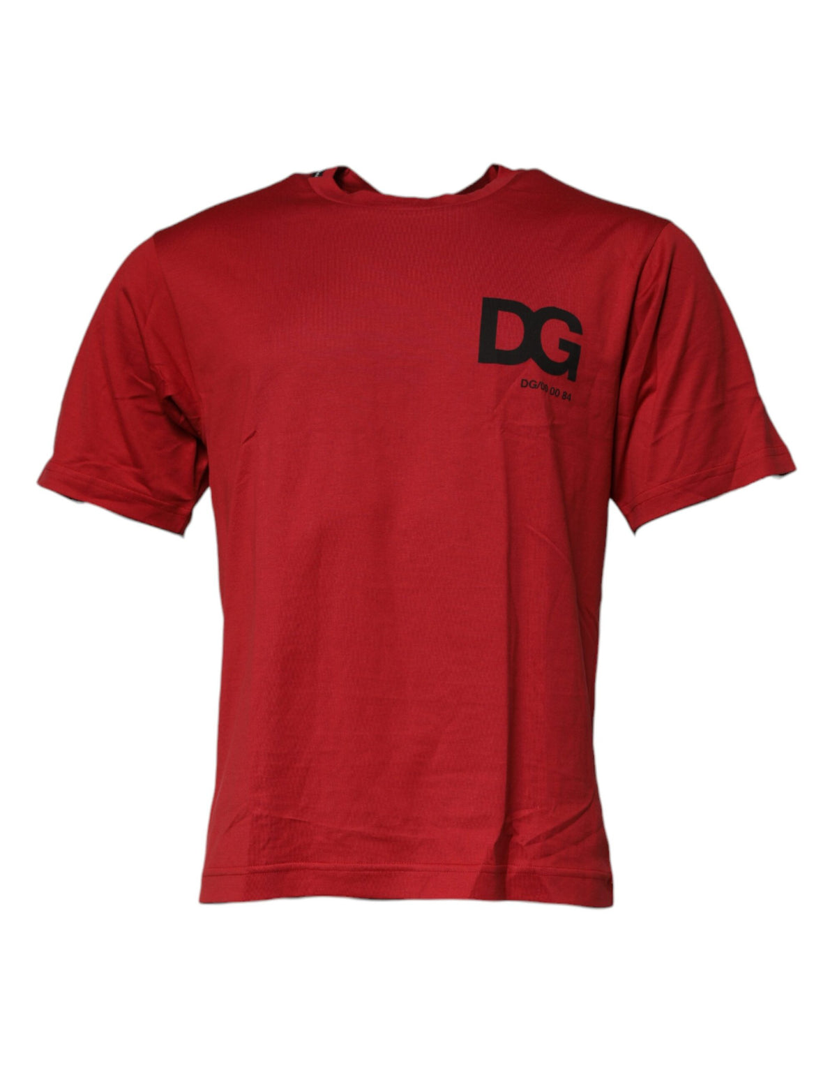 T-shirt en coton à col rond avec logo DG rouge de Dolce &amp; Gabbana