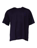 T-shirt à col rond en coton bleu marine avec logo DG de Dolce &amp; Gabbana