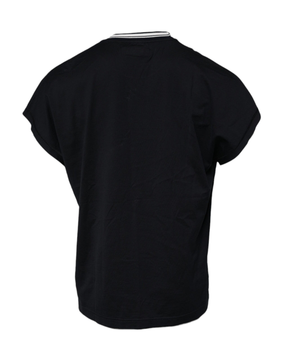 T-shirt en coton à col rond avec couronne et logo bleu foncé de Dolce &amp; Gabbana