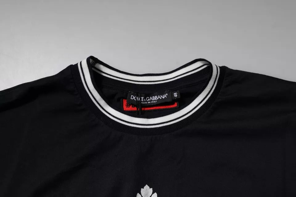 T-shirt en coton à col rond avec couronne et logo bleu foncé de Dolce &amp; Gabbana